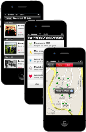 application iphone du Festival de la Cité
